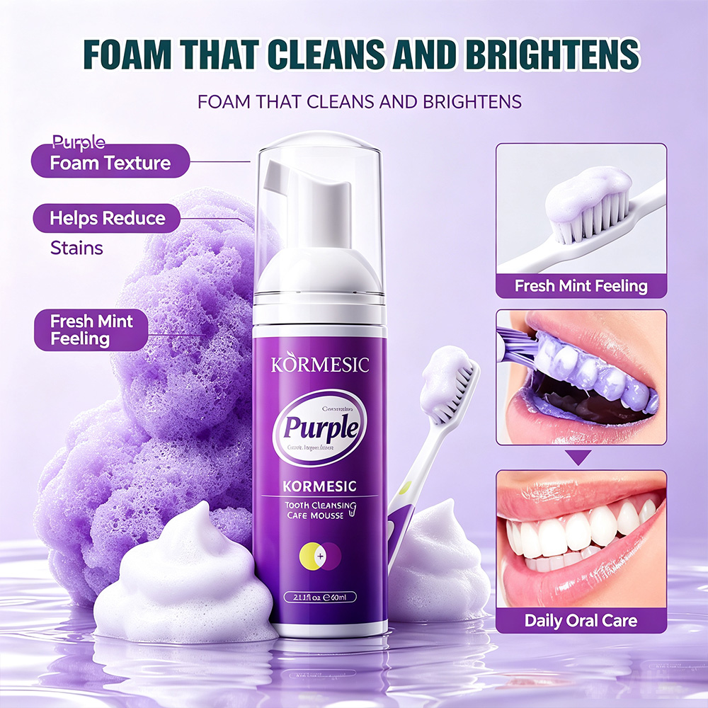 Purple Toning Shampoo - Mousse sbiancante viola per denti V34,