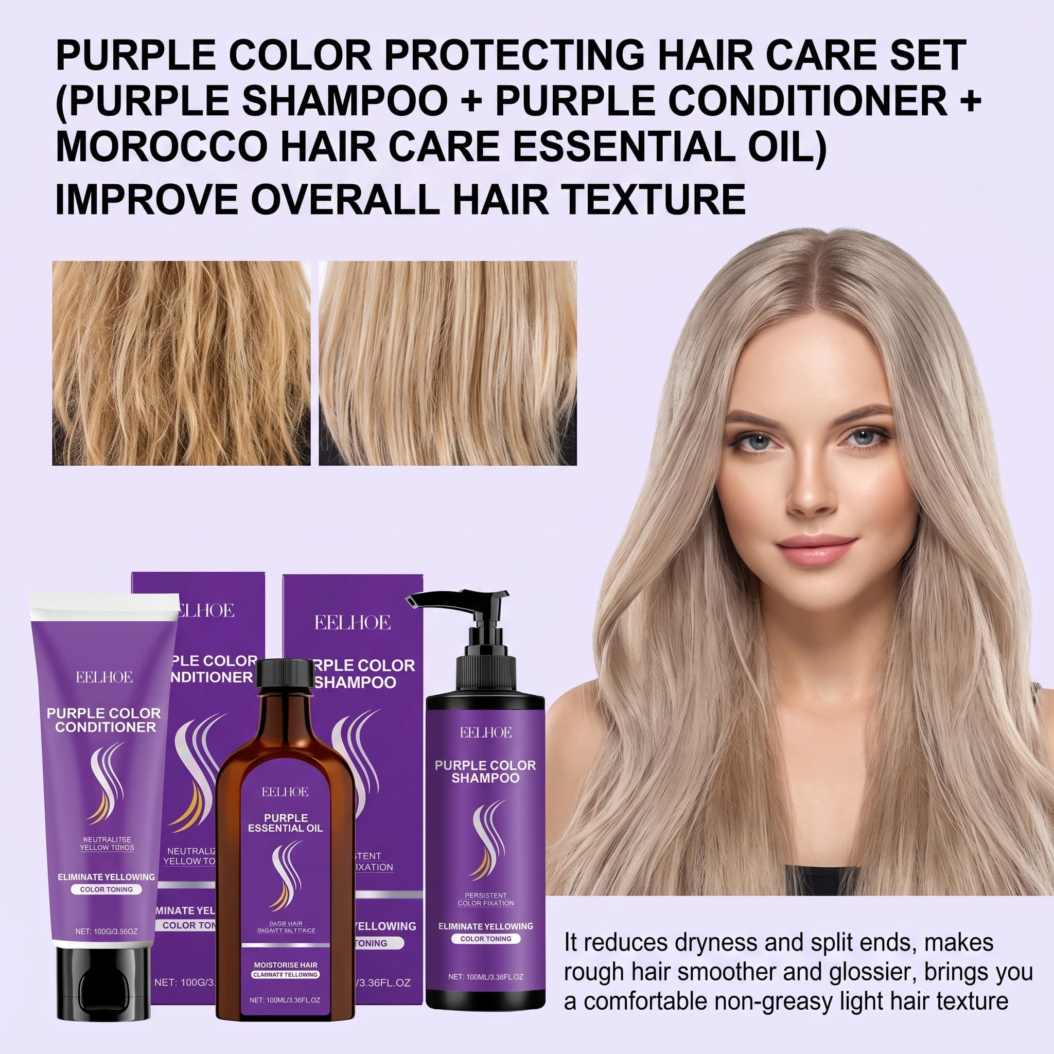 Set Shampoo Viola con Balsamo, - Hair Care Oil Serum recensione e prezzo